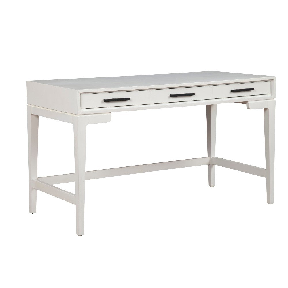 Writing Desk with 3 Drawers and Wooden Frame, Off White - BM269336