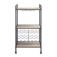 Wine Bottle Rack with 2 Tier Shelves and Metal Frame, Gray - BM269552