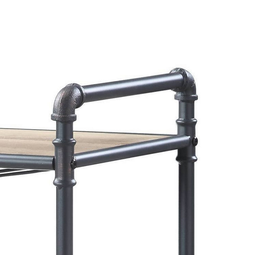 Wine Bottle Rack with 2 Tier Shelves and Metal Frame, Gray - BM269552