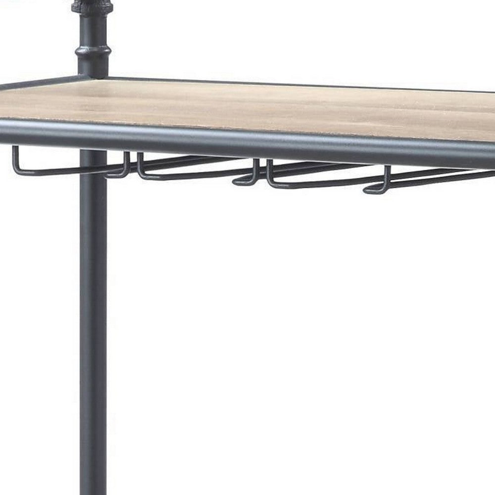 Wine Bottle Rack with 2 Tier Shelves and Metal Frame, Gray - BM269552