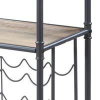 Wine Bottle Rack with 2 Tier Shelves and Metal Frame, Gray - BM269552