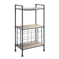 Wine Bottle Rack with 2 Tier Shelves and Metal Frame, Gray - BM269552