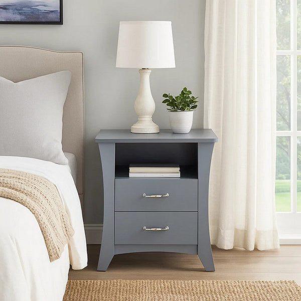Accent Table with 2 Drawers and Open Compartment, Gray - BM269583