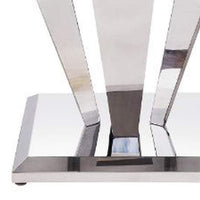 End Table with Faux Marble Top and Metal Base, White and Silver - BM269588