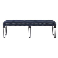 Bench with Button Tufting and Mirror Tapered Legs, Blue - BM269606