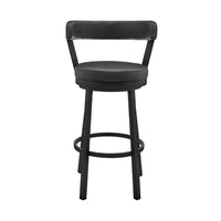 Swivel Barstool with Curved Open Back and Metal Legs, Gray and Black - BM271139