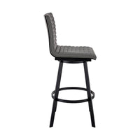 Swivel Counter Barstool with Horizontal Channel Stitching, Black and Gray - BM271162