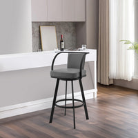 Metal Swivel Barstool with Open Curved Frame Arms, Gray and Black - BM271171