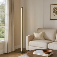 61 Inch Wood Floor Lamp Dimming LED Column, Brown - BM271958