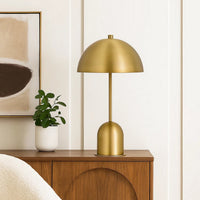 20 Inch Metal Accent Table Lamp with Dome Shade, Brass - BM271961
