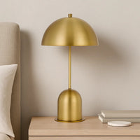 20 Inch Metal Accent Table Lamp with Dome Shade, Brass - BM271961