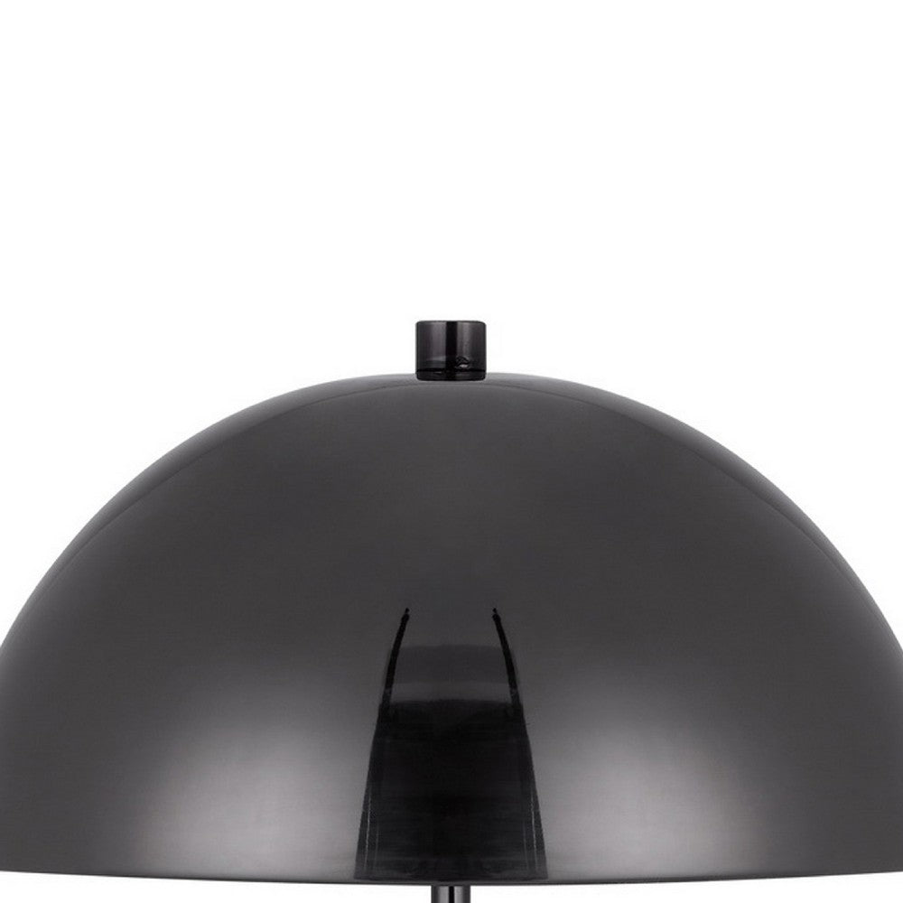 20 Inch Metal Accent Table Lamp Dome Shade, Black - BM271963