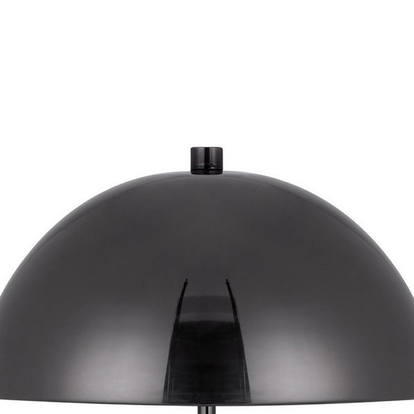 20 Inch Metal Accent Table Lamp Dome Shade, Black - BM271963