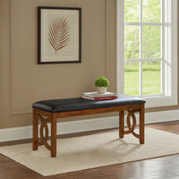 Gary 46 Inch Wood Bench with Leatherette Seat, Brown - BM272087