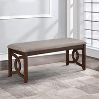 Gary 46 Inch Wood Bench with Fabric Seat, Cherry Brown - BM272088