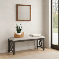 Gary 46 Inch Wood Bench, Fabric Seat, Ebony Brown - BM272090