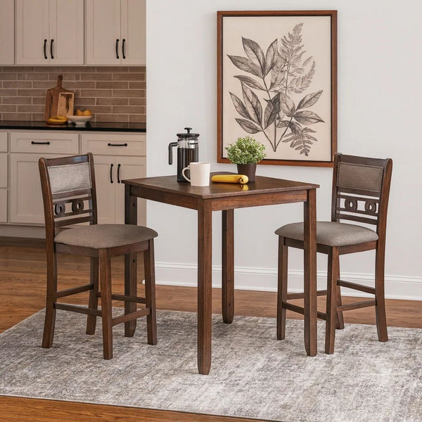 Gary 3 Piece Counter Table Set, Cherry Brown - BM272091
