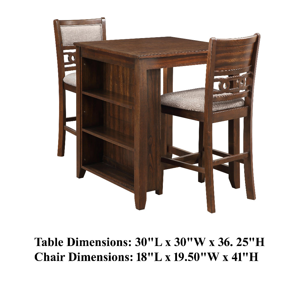 Gary 3 Piece Counter Table Set, Cherry Brown - BM272091