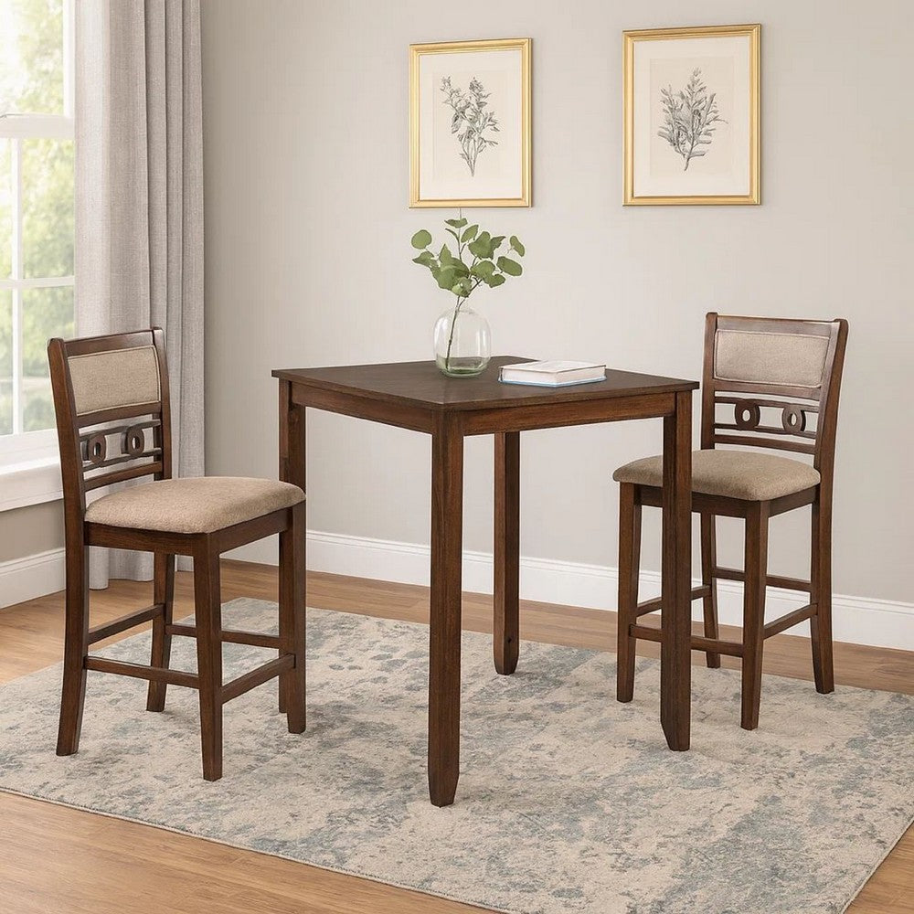Gary 3 Piece Counter Table Set, Cherry Brown - BM272091