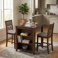 Gary 3 Piece Counter Table Set, Cherry Brown - BM272091