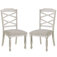 Katherine 38 Inch Side Chair with Fabric Seat, Set of 2, White - BM272123