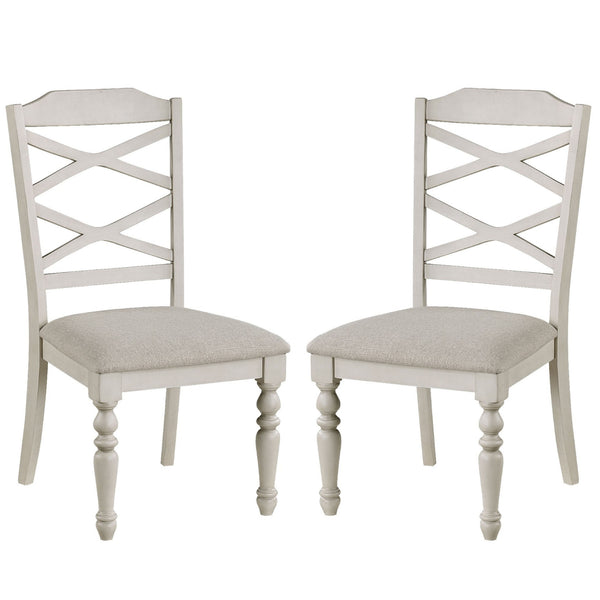 Katherine 38 Inch Side Chair with Fabric Seat, Set of 2, White - BM272123