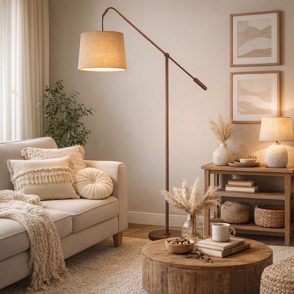 68 Inch Adjustable Arc Arm Metal Floor Lamp, Rustic Bronze - BM272212