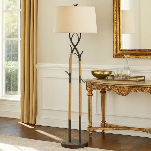 60 Inch Metal Tree Branch Base Floor Lamp, Dimmer, Black - BM272216