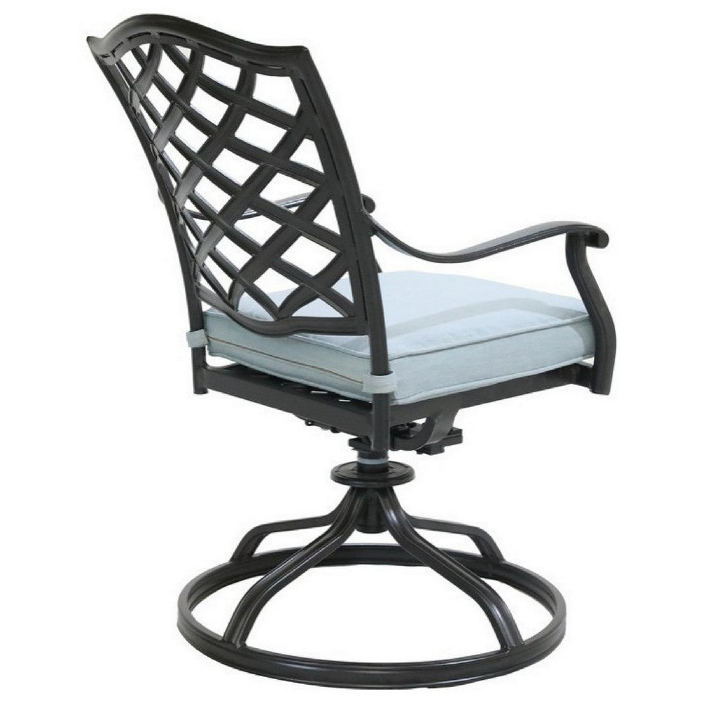 Wynn Outdoor Metal Dining Swivel Chair, Set of 2, Light Blue - BM272235