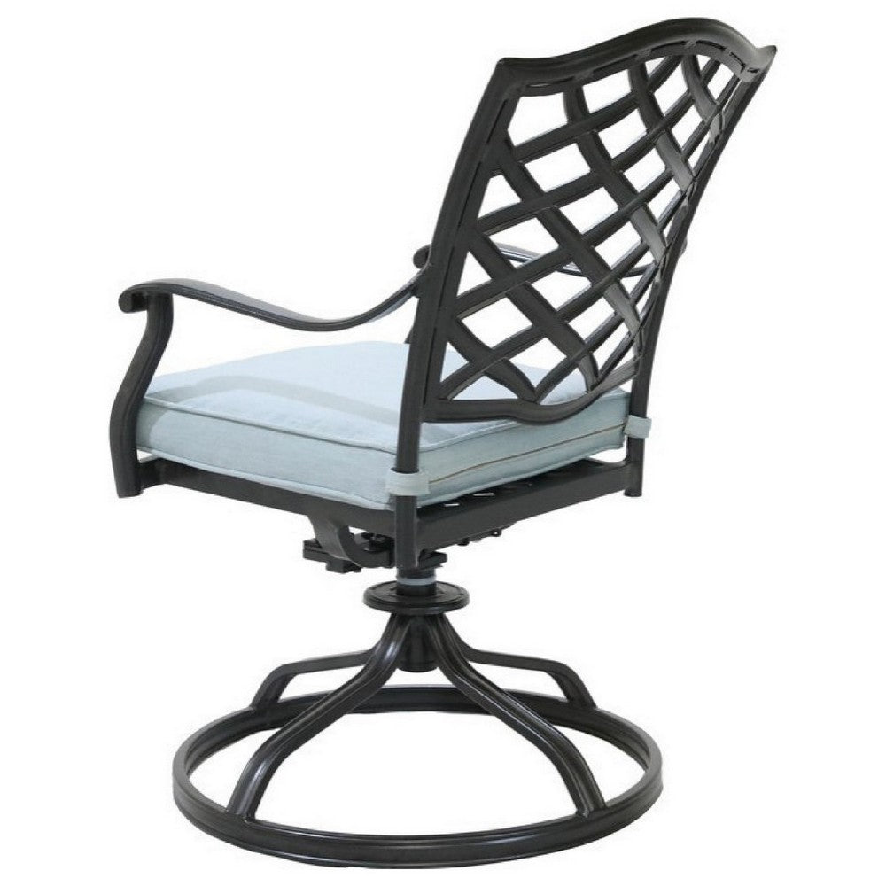 Wynn Outdoor Metal Dining Swivel Chair, Set of 2, Light Blue - BM272235