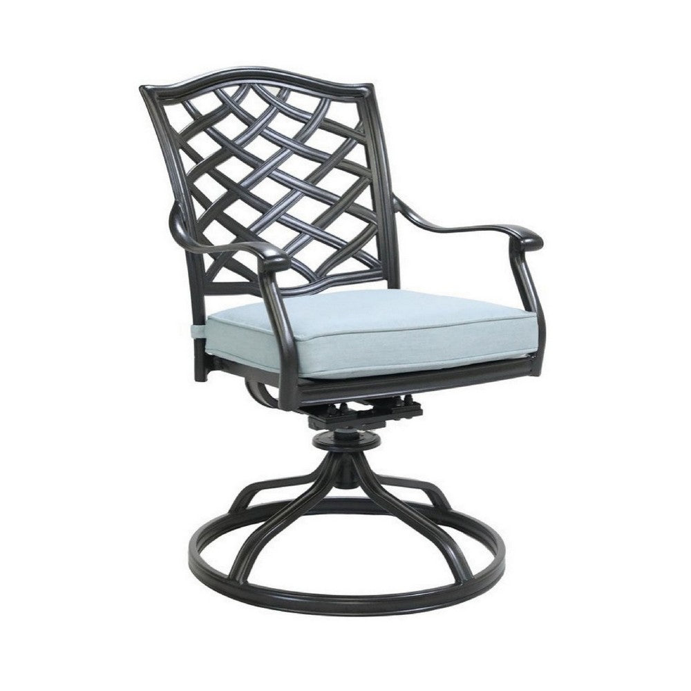 Wynn Outdoor Metal Dining Swivel Chair, Set of 2, Light Blue - BM272235