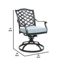 Wynn Outdoor Metal Dining Swivel Chair, Set of 2, Light Blue - BM272235