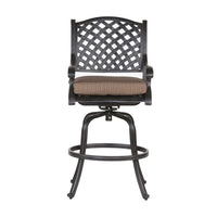 49 Inch Zoe Swivel Outdoor Bar Stool, Set of 2, Black and Brown - BM272439