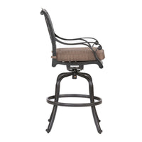 49 Inch Zoe Swivel Outdoor Bar Stool, Set of 2, Black and Brown - BM272439
