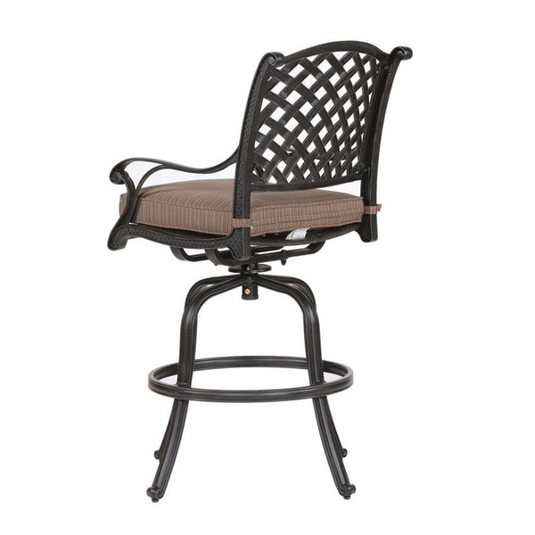 49 Inch Zoe Swivel Outdoor Bar Stool, Set of 2, Black and Brown - BM272439