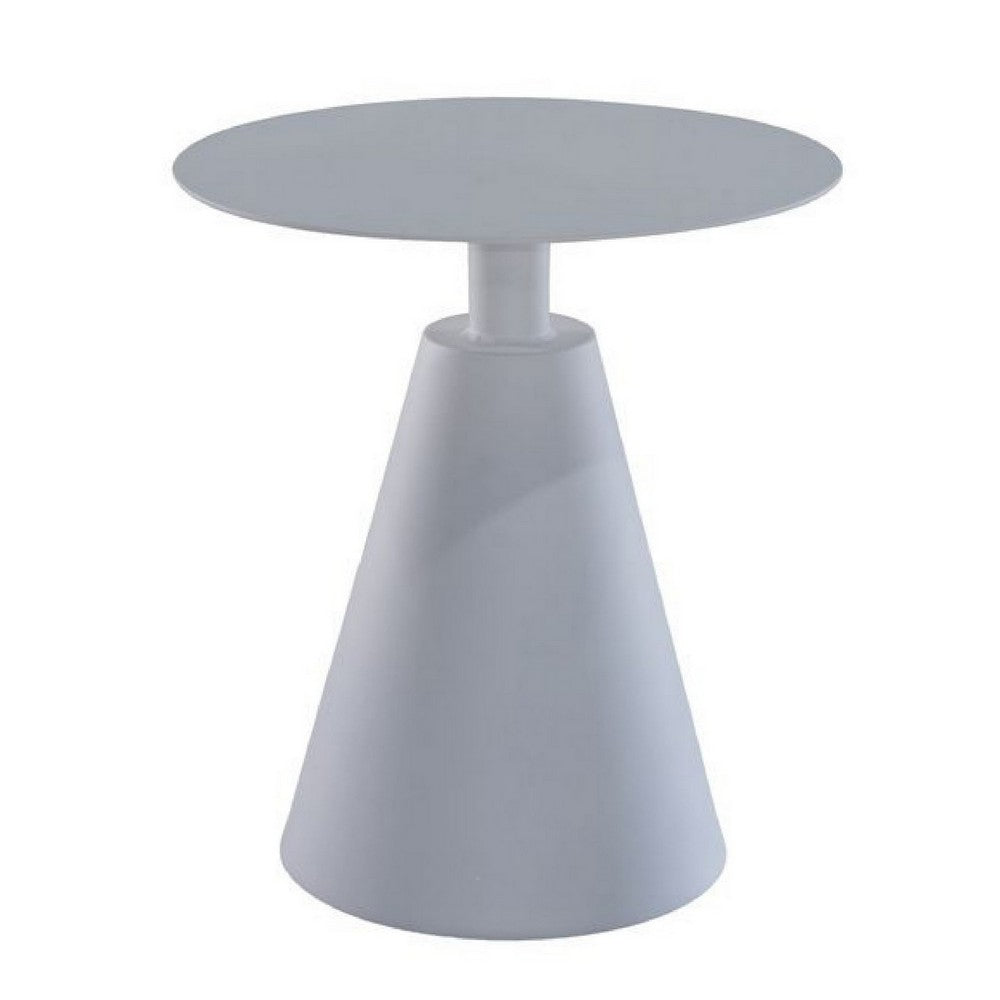 22 Inch Outdoor, Aluminum Side Table with Cone Shaped Base, White - BM272452