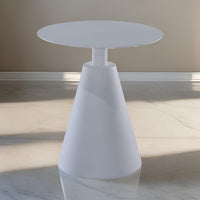 22 Inch Outdoor, Aluminum Side Table with Cone Shaped Base, White - BM272452