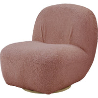 27 Inch Teddy Sherpa Fabric Curved Accent Chair, Swivel Function, Pink - BM273228