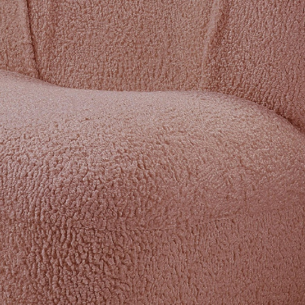 27 Inch Teddy Sherpa Fabric Curved Accent Chair, Swivel Function, Pink - BM273228