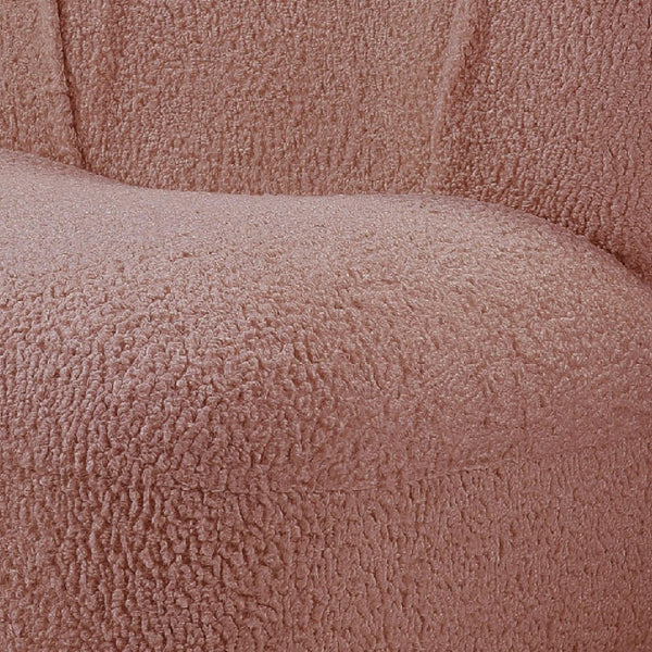 27 Inch Teddy Sherpa Fabric Curved Accent Chair, Swivel Function, Pink - BM273228