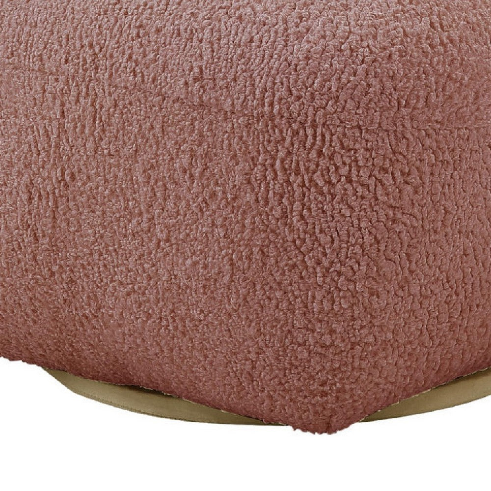 27 Inch Teddy Sherpa Fabric Curved Accent Chair, Swivel Function, Pink - BM273228