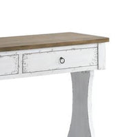 48 Inch 2 Drawer Console Table, Ring Metal Handles, Distressed White - BM273238