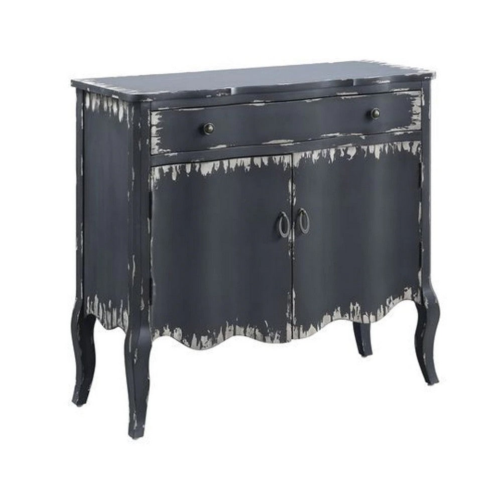 36 Inch 2 Door Console Sideboard Cabinet, Shelf, Drawer, Antique Gray - BM273244