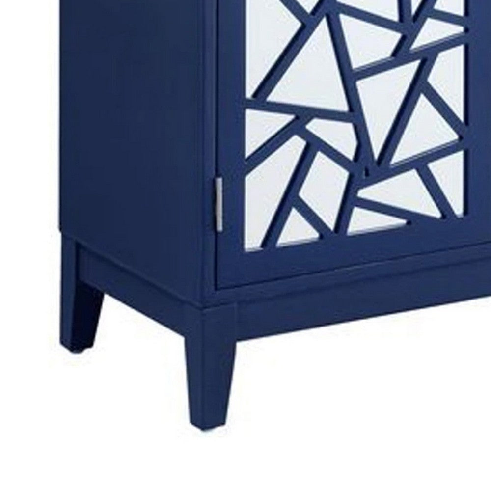 33 Inch 2 Door Mirrored Console Sideboard Cabinet with Shelf, Blue - BM273245