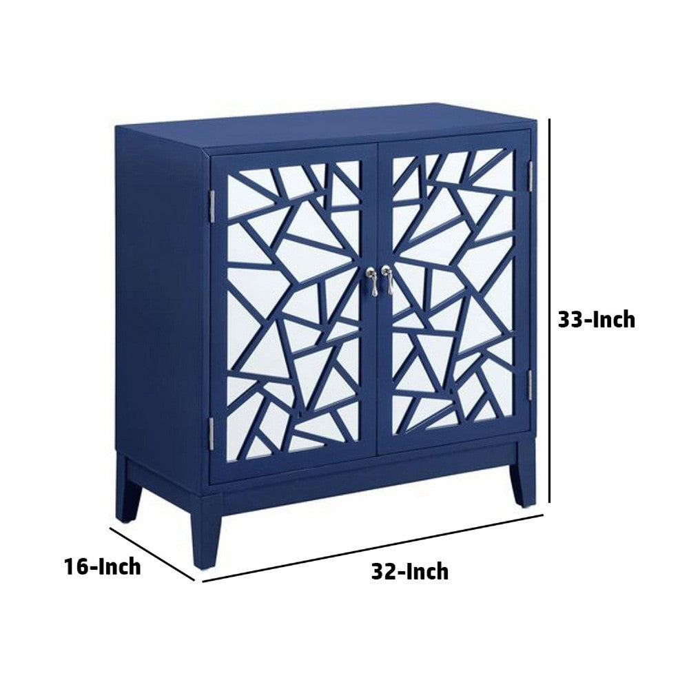 33 Inch 2 Door Mirrored Console Sideboard Cabinet with Shelf, Blue - BM273245