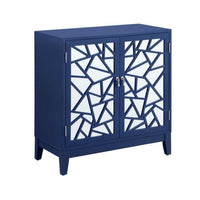 33 Inch 2 Door Mirrored Console Sideboard Cabinet with Shelf, Blue - BM273245