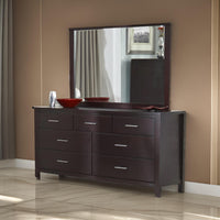 Fang 50 Inch Rectangular Dresser Mirror, Wood Frame, Dark Cherry Brown - BM273439