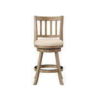 Adam 24 Inch Solid Wood Swivel Counter Stool, Slatted Back, Ivory - BM274279