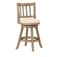 Adam 24 Inch Solid Wood Swivel Counter Stool, Slatted Back, Ivory - BM274279