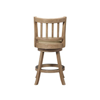 Adam 24 Inch Solid Wood Swivel Counter Stool, Slatted Back, Oat Brown - BM274281